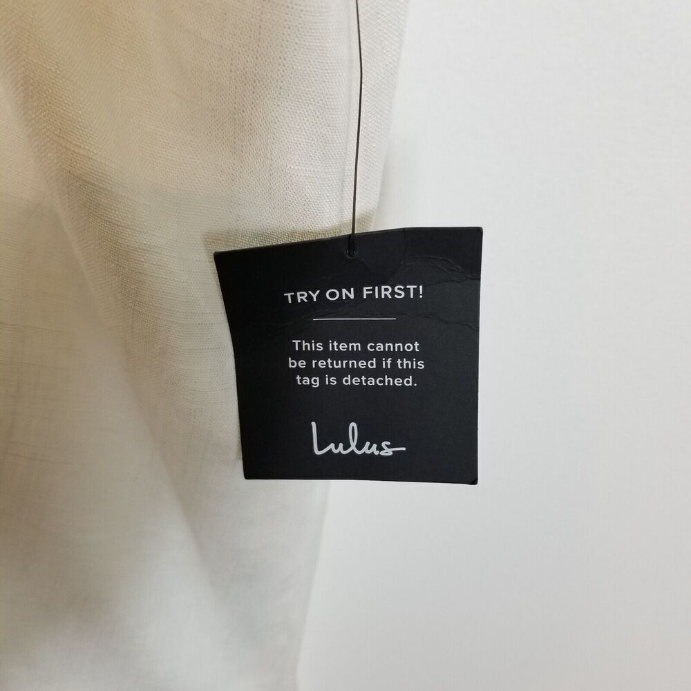 Lulu's Women Stun All Summer White Linen Cutout Tie-Front Midi Dress Size XL‎ - Picture 9 of 10